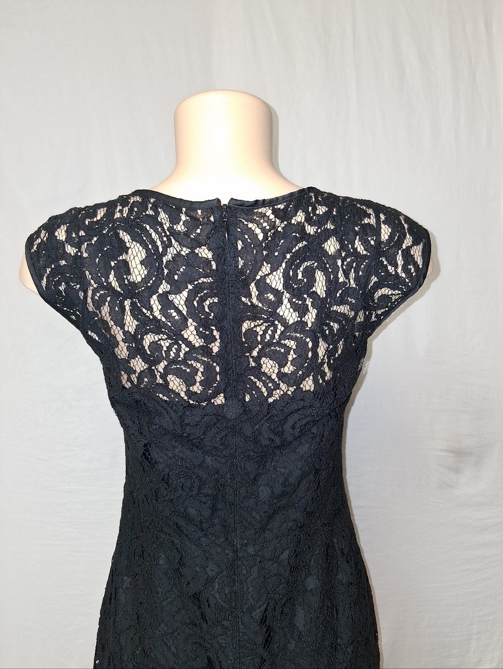 Banana Republic Black Lace Midi Dress with Cap Sleeves Size 6 Petite - Picture 17 of 17